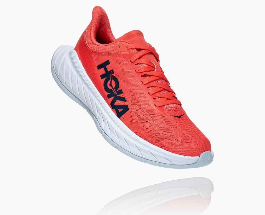 Hoka One One Tenisky Damske Červené/Biele - Carbon X 2 - 83765-LZFA